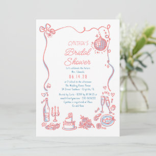 Hand getrokken Doodles Funky Whimsical Vrijgezelle Kaart