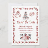 Hand getrokken Doodles Italiaanse bruiloft Save th Save The Date (Voorkant)