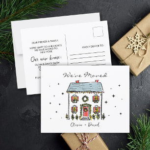 Hand-getrokken Doodles Kerstmis Bewegende Aankondi Briefkaart