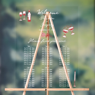 Hand getrokken Doodles Maroon bruiloft Zitting Gra Acryl Bord