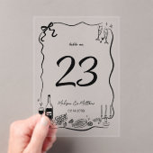 Hand getrokken Doodles Scribbles Trouwtafel Nummer Acryl Uitnodigingen (Insitu (Draagbaar))