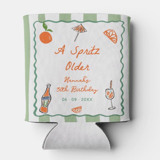 Hand getrokken een Spritz oudere verjaardagsfeestj Blikjeskoeler (Achterkant)