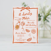 Hand getrokken een Spritz oudere verjaardagsfeestj Kaart (Staand voorkant)