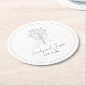 Hand getrokken eenvoudige bloem en boog grillige b ronde kartonnen onderzetter (Gebogen)