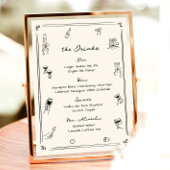 Hand getrokken eigenzinnige bruiloft bar Drink Men Poster