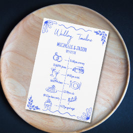 Hand getrokken eigenzinnige bruiloft reisschema programma