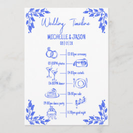 Hand getrokken eigenzinnige bruiloft reisschema programma