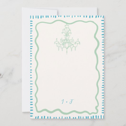 Hand getrokken eigenzinnige golvende verlovingsfee kaart (Achterkant)