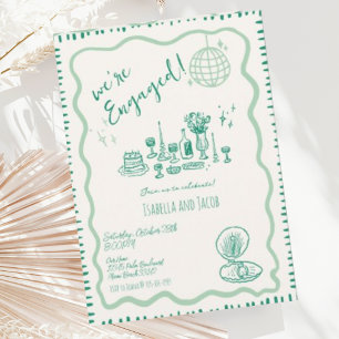 Hand getrokken eigenzinnige golvende verlovingsfee kaart