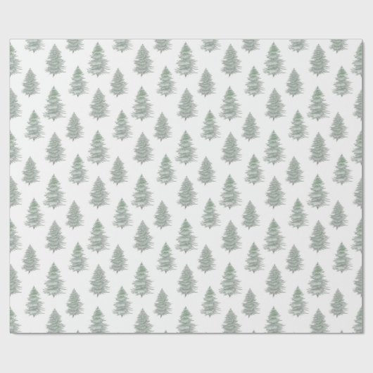 Hand getrokken Evergreen Tree Patroon Cadeaupapier (Vlak)