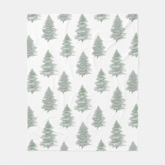 Hand getrokken Evergreen Tree Patroon Fleece Deken (Voorkant)