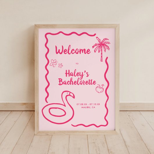Hand getrokken Final Flamingle Bachelorette Welkom Poster