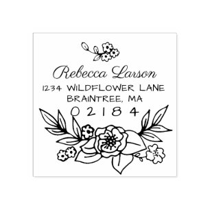 Hand getrokken Floral Arrangement retouradres Rubberstempel