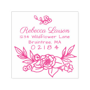 Hand getrokken Floral Arrangement retouradres Zelfinktende Stempel
