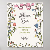 Hand getrokken Floral Bow Vrijgezellenfeest Flower Poster (Voorkant)