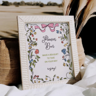 Hand getrokken Floral Bow Vrijgezellenfeest Flower Poster