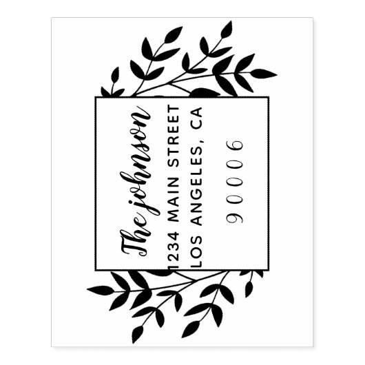 Hand getrokken Floral krans familienaam Rubberstempel (Afrduk)