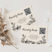 Hand getrokken Floral QR Code RSVP Bruiloft Kaart