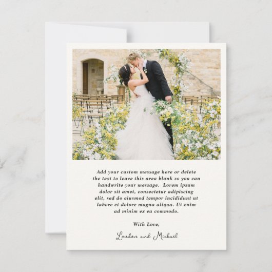 Hand getrokken fluiten Doodle moderne bruiloft Bedankkaart (Achterkant)