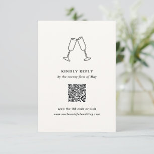 Hand getrokken fluiten Doodle moderne bruiloft RSVP Kaartje