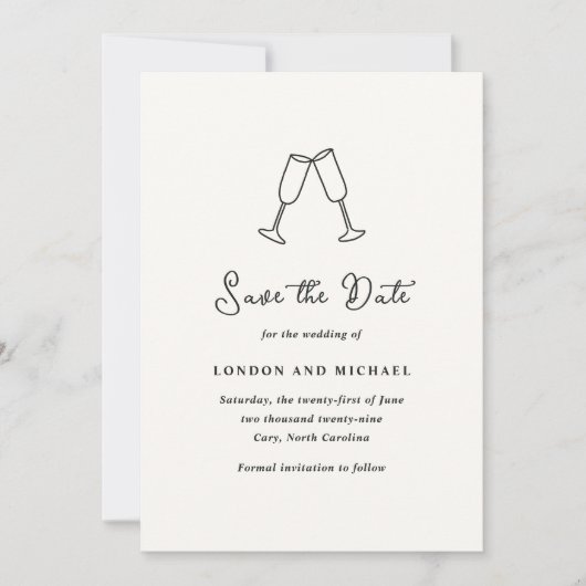 Hand getrokken fluiten Doodle moderne bruiloft Save The Date (Voorkant)