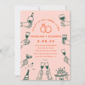 Hand getrokken Foto Arcode Hedendaagse Bruiloft Kaart (Voorkant)