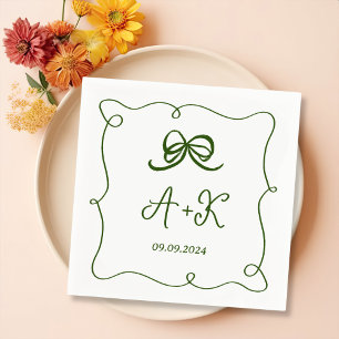 Hand getrokken Frans Groen Huwelijk Monogram Servet