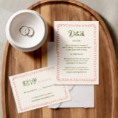 Hand getrokken Frans Leuk Bruiloft Details Informatiekaartje