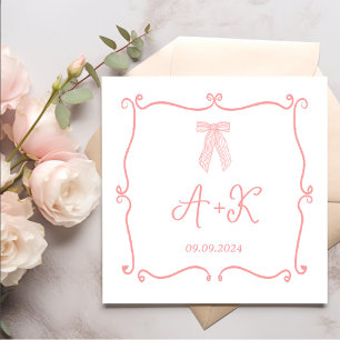 Hand getrokken Frans Roze Huwelijk Monogram Servet