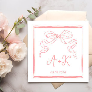 Hand getrokken Frans Roze Huwelijk Monogram Servet