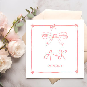 Hand getrokken Frans Roze Huwelijk Monogram Servet