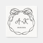 Hand getrokken Frans Zwart Bruiloft Monogram Servet (Voorkant)