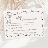Hand getrokken Fun Bow Scribble Squiggle RSVP Brui Informatiekaartje