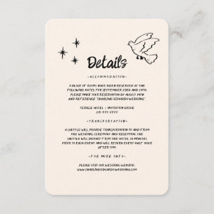 Hand getrokken Funky Doodle Wedding Details Informatiekaartje