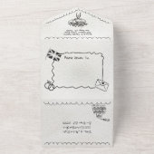 Hand Getrokken funky Engeland doodle bruiloft All In One Uitnodiging (Buitenkant)