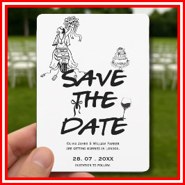 Hand getrokken funky grillige minimalistische brui save the date