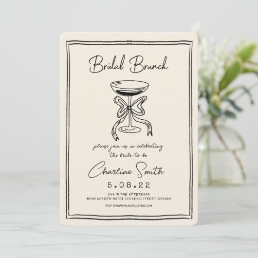 Hand getrokken funky handschrift bruids brunch kaart (Staand voorkant)