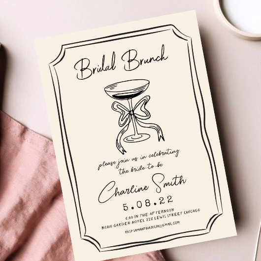 Hand getrokken funky handschrift bruids brunch kaart