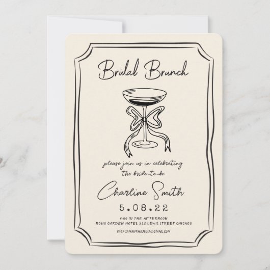 Hand getrokken funky handschrift bruids brunch kaart (Voorkant)