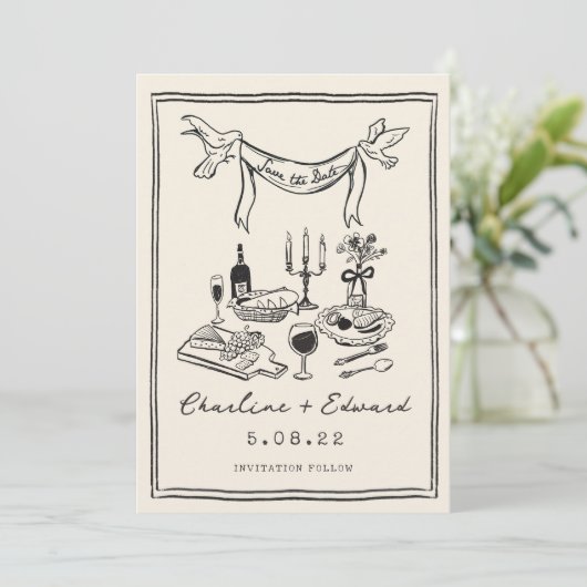 Hand getrokken Funky Handschrift Save the date (Staand voorkant)