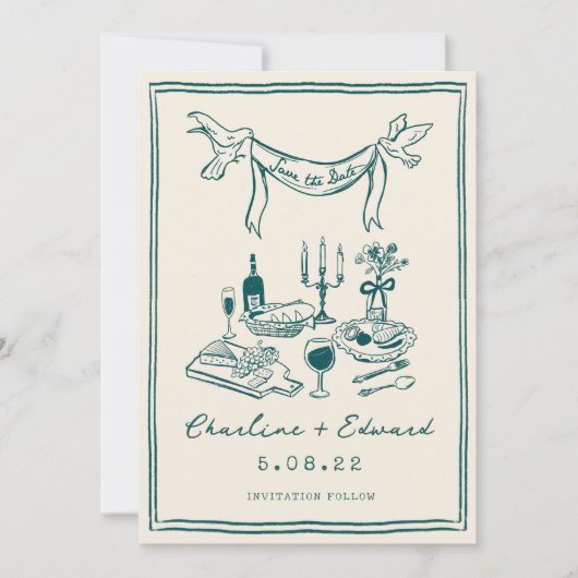 Hand getrokken Funky Handschrift Save the date (Voorkant)