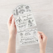 Hand Getrokken funky Italië doodle bruiloft All In One Uitnodiging (Afscheurbaar)