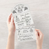 Hand Getrokken funky Kapel doodle bruiloft All In One Uitnodiging (Afscheurbaar)