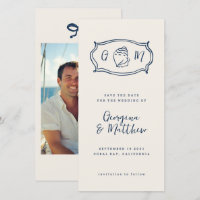 Hand getrokken Funky Nautical Monogram Huwelijk