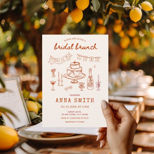 Hand getrokken Funky Quirky Unieke Rode Bruids Bru Kaart