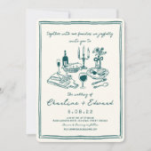 Hand getrokken Funky Tekening Handschrift Bruiloft Kaart (Voorkant)