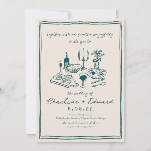 Hand getrokken Funky Tekening Handschrift Bruiloft Kaart (Voorkant)