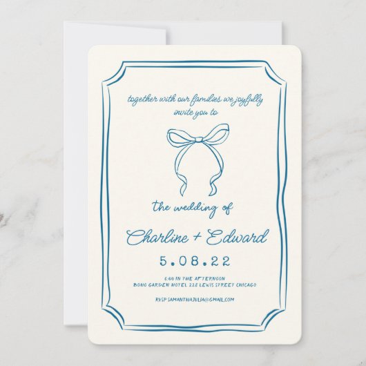 Hand getrokken Funky Tekening Handschrift Bruiloft Kaart (Voorkant)