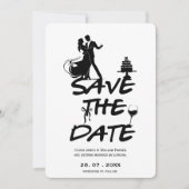 Hand getrokken Funky Whimsical Minimal bruiloft FO Save The Date (Voorkant)