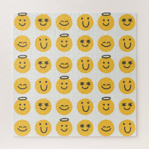 Hand getrokken Gelukkig Emoji Patroon Legpuzzel